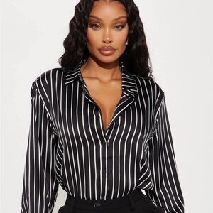 Pinstrip silk collared shirt